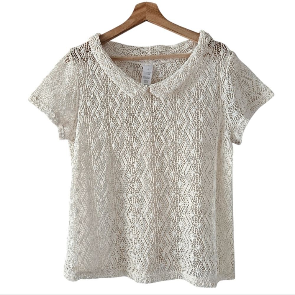 Avon Cream Crochet Dainty Feminine Romantic Blouse